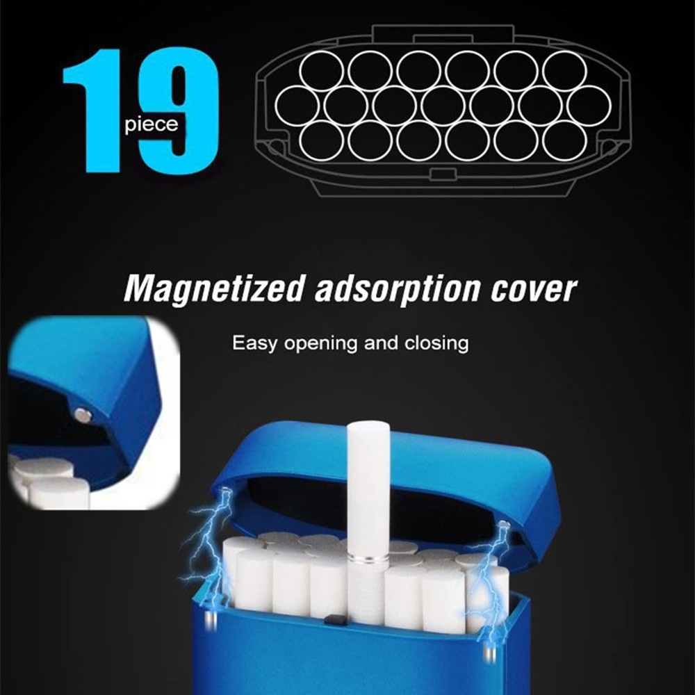 Cigarette Case with Lighter, 19pcs Regular Size Cigarettes Holder Box King Si...