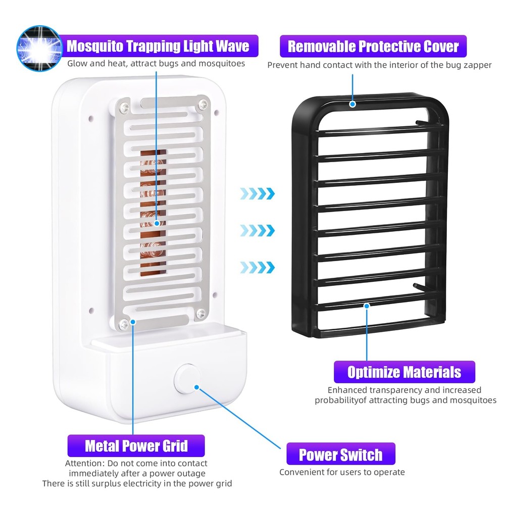 Plug in Bug Zapper Indoor Flying Insect Trap, Electronic Black