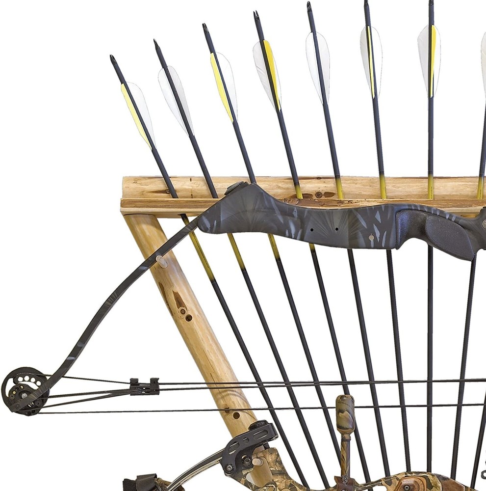 Compound Bow Rack Arrow Wall Mounting Storage Holder Rustic Look Cabin Display