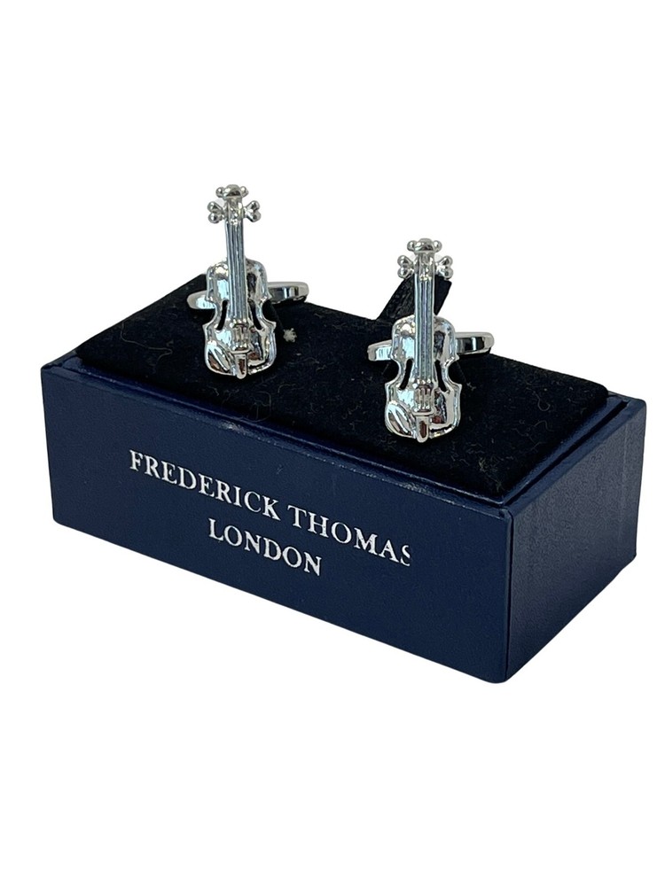 cello musical silver style cufflinks by Frederick Thomas