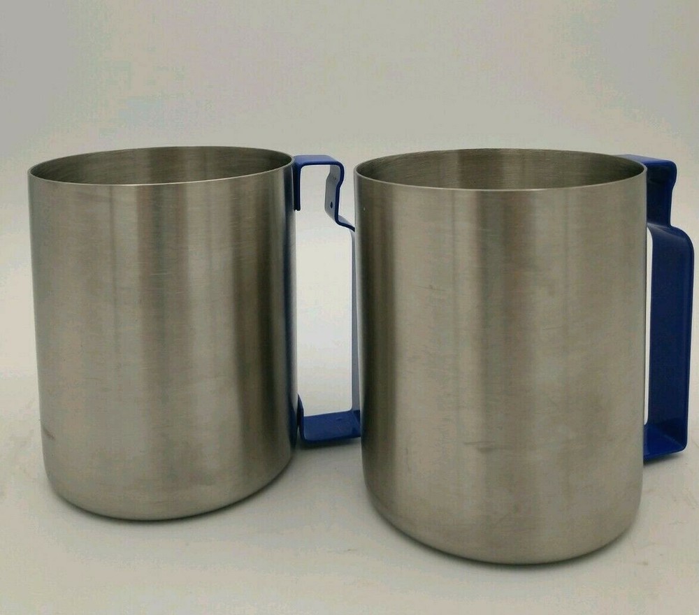 ABSOLUT Vodka Silver Tin Cup Embossed with Absolute Mule Blue Metal Handle