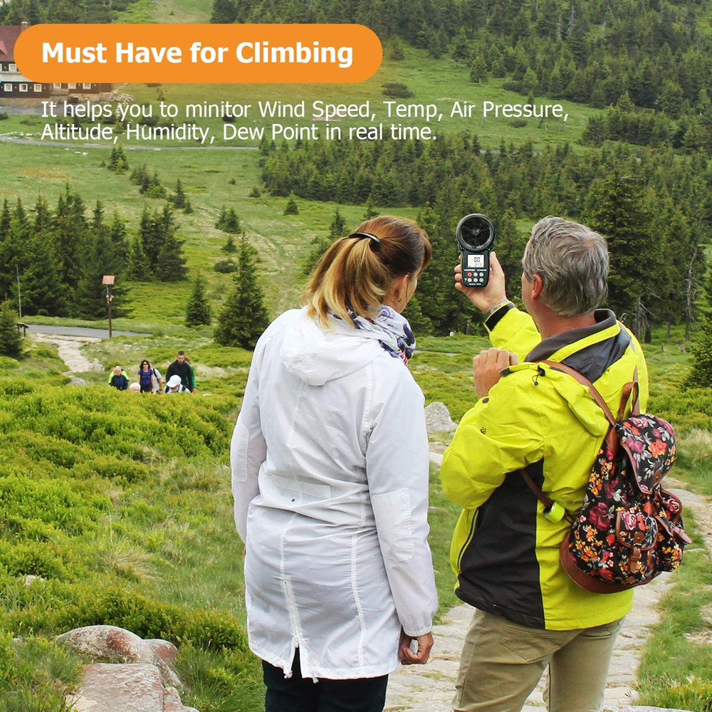 BTMETER Digital Anemometer Barometer Handheld, for Wind Speed Temperature Wind C