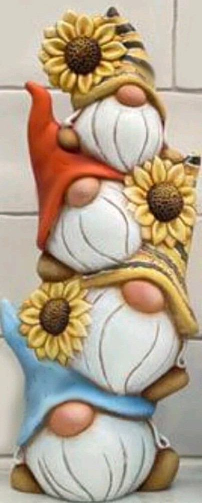 Ceramic Bisque~~~ Ready to Paint~~~ Sunflowers and Gnome Stack