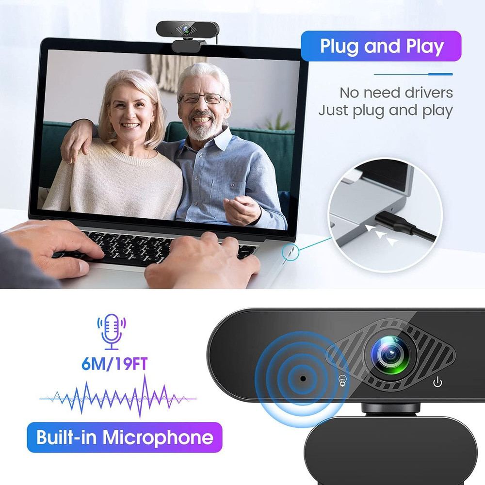 1080P Full HD USB Webcam for PC Desktop,Laptop Web Camera with Microphone LOT