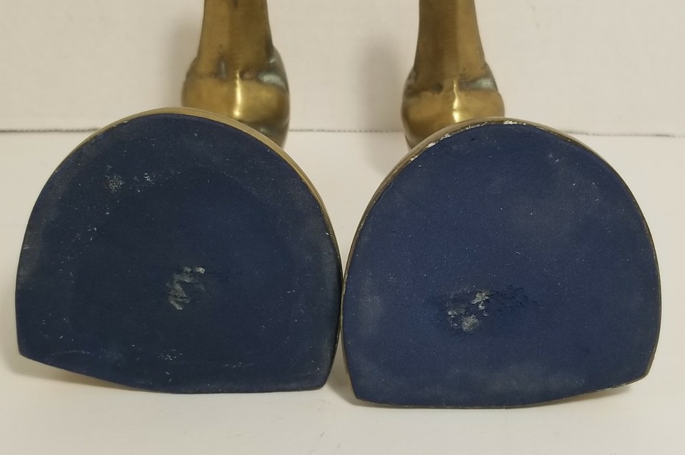 Vintage Solid Brass Mallard Duck Heads Bookends Pair Set