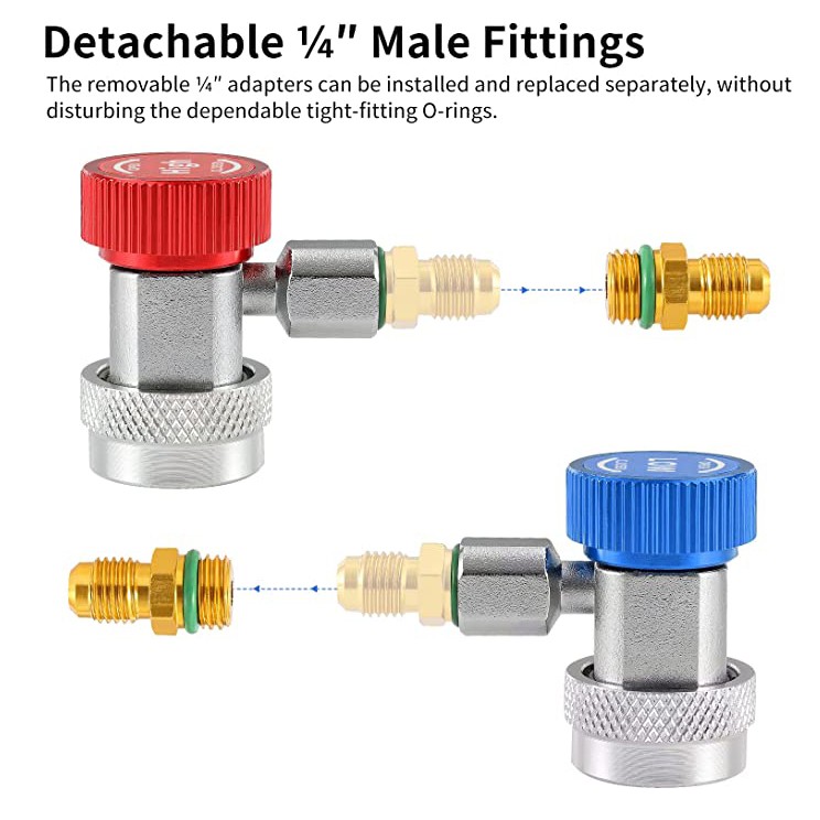2PCS Quick Coupler Adapter 1/4" SAE High/Low Side Conversion Male Flare