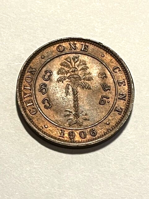 1906 Ceylon 1 Cent XF #17862