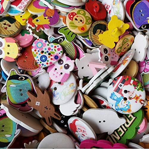 Assorted 100pcs Mix Sizes Styles Colors Wood Buttons Craft Sewing Button