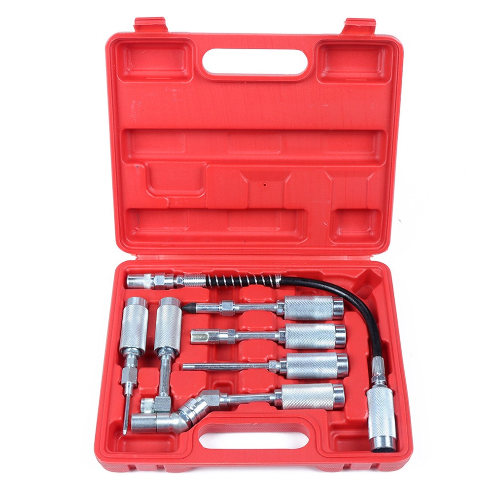 ✅7PC Grease Gun / Lube Accessory Kit & Adaptor Nozzle Set In Storage Case