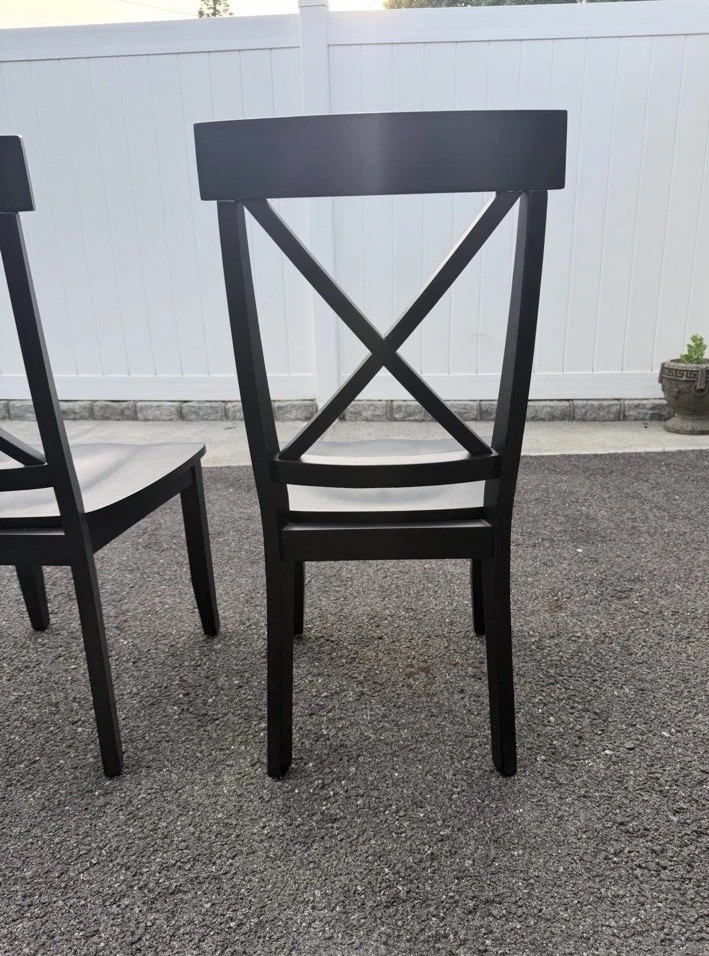 Black Solid Wood X Back Chair Set