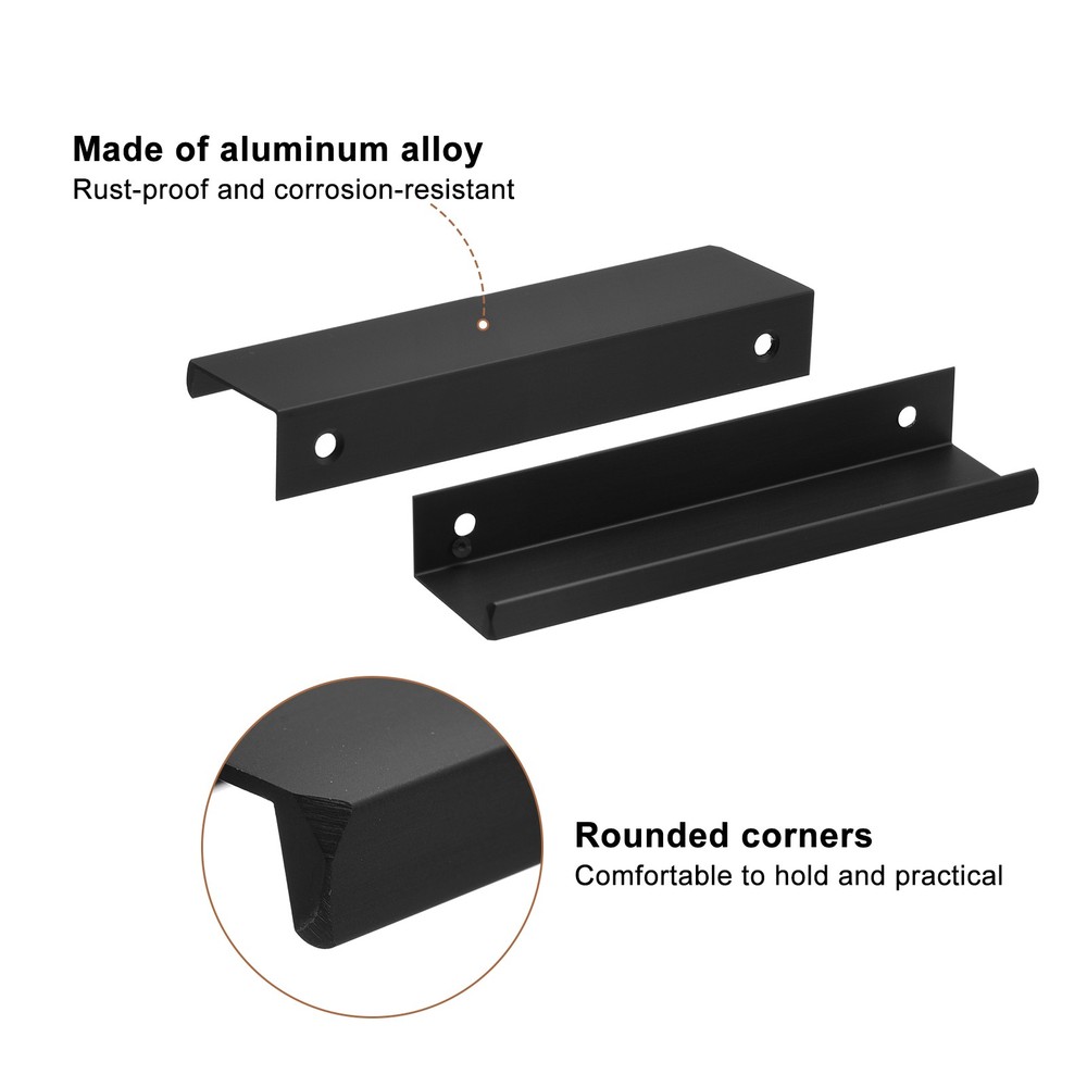Cabinet Edge Finger Pull, 10pcs 120mm/4.72 Hidden Cabinet Pulls, Black