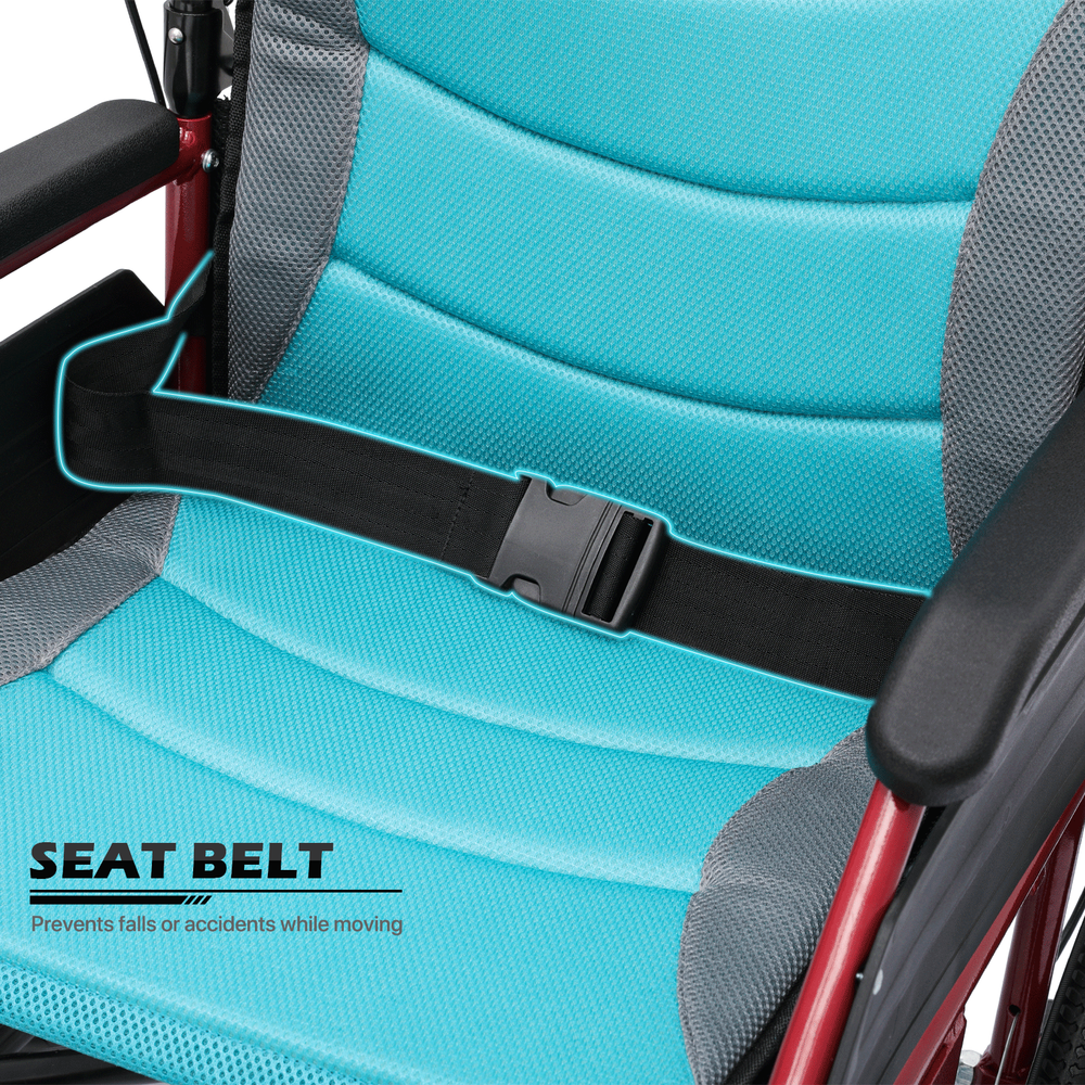 [FDA APPROVED]Folding Lightweight Transport Wheelchair w/Solid Wheels&Handbrakes