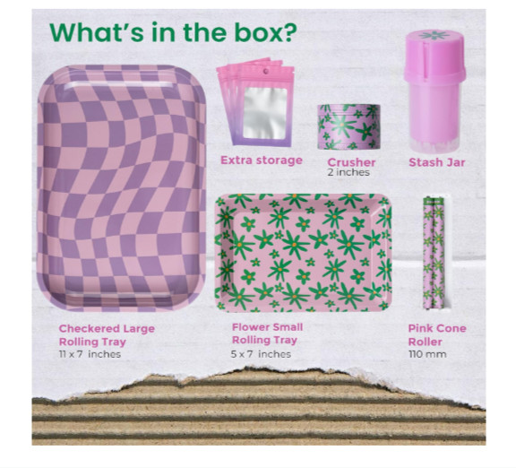 Pink Rolling Tray Set, Bundle by Gray Oval