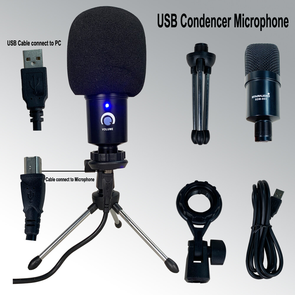 Pro Condenser USB Microphone Kit Complete Set For Studio Recording PC Phone Mic