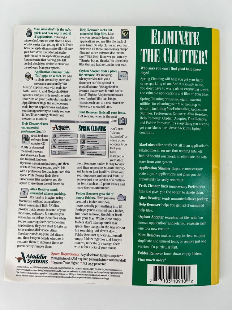 Alladin Spring Cleaning Users Guide / Apple Macintosh Computers