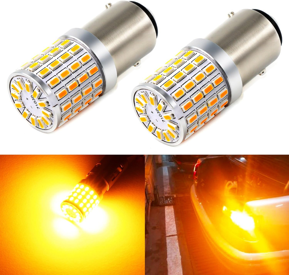 2057 1157 Orange Yellow LED Bulbs Super Bright 72-SMD 1034 2357 7528 Amber LED B
