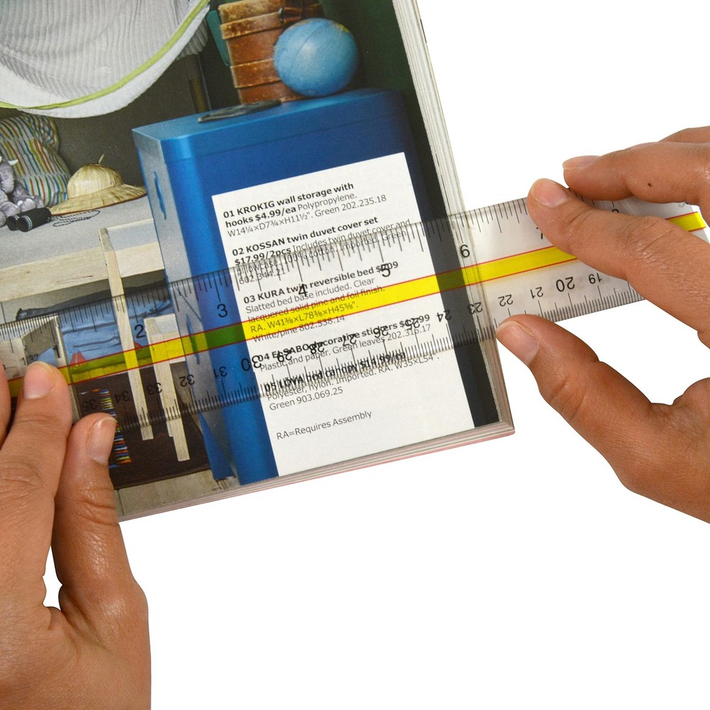 Acrylic Reading Ruler with Tinted Guide - 15" Clear Highlight Tool