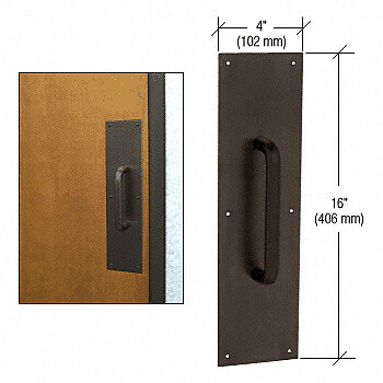 3/4" Diameter Oil Rubbed Bronze 8" Pull Handle with 4" x 16" Pull Plate