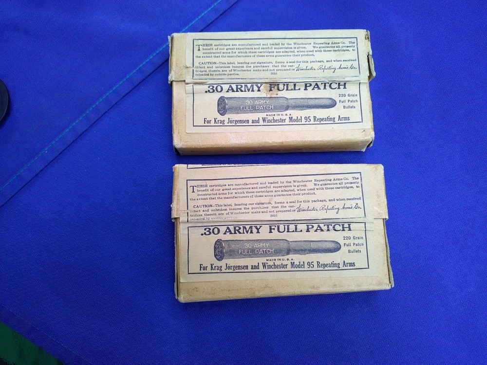 2 Vintage Winchester .30 Army Full Patch Ammo Box Boxes Empty