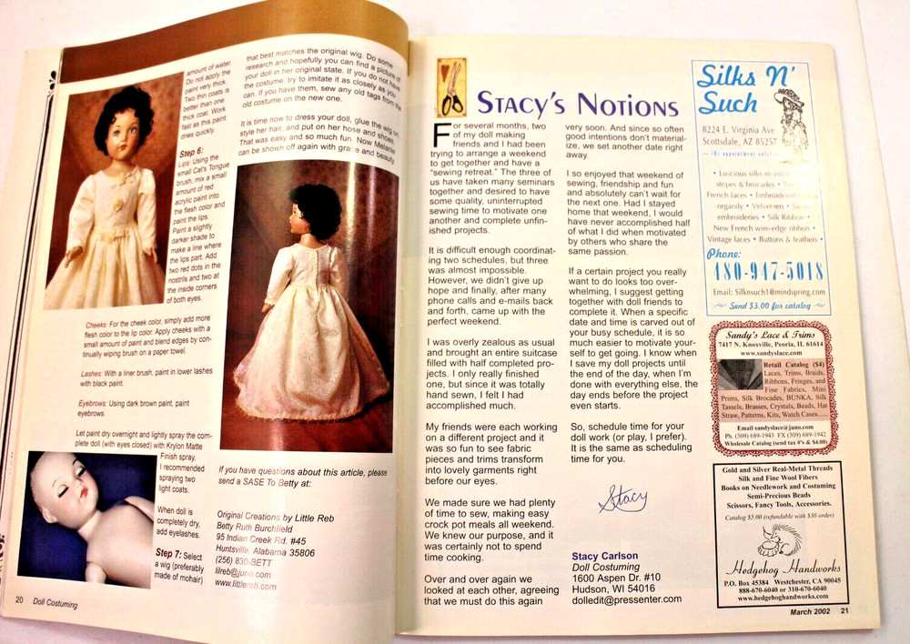 Doll Costuming with Patterns March 2002