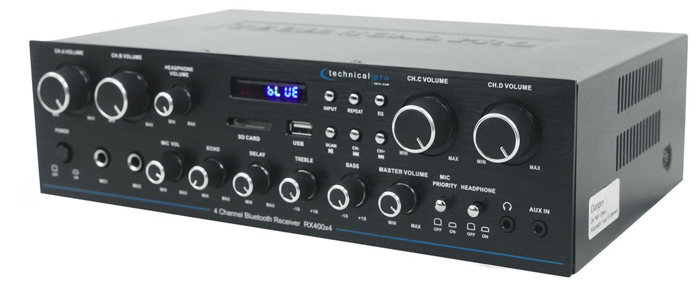Technical Pro RX4CH Bluetooth Home Receiver+(8) 3.5" Cube Wall Speakers in Black