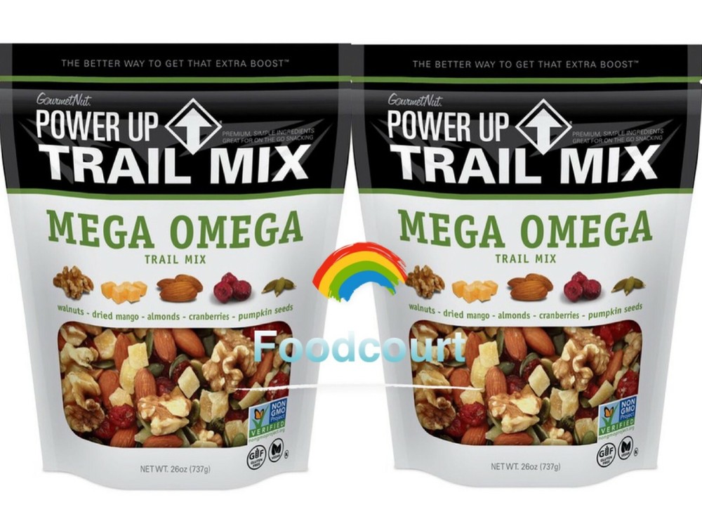 2 Packs Power Up Mega Omega Trail Mix 26 oz Each Pack
