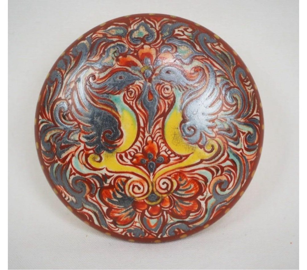 Antique Phoenix Pattern Incense Container Tea Ceremony Item Japan multicolor