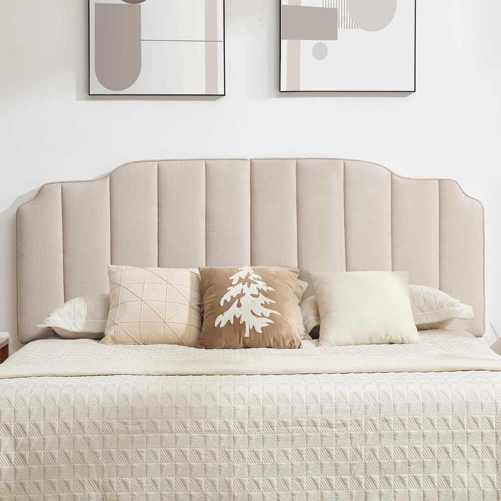 King Size Headboard Light Brown Upholstered Headboard Adjustable Height&Width Li