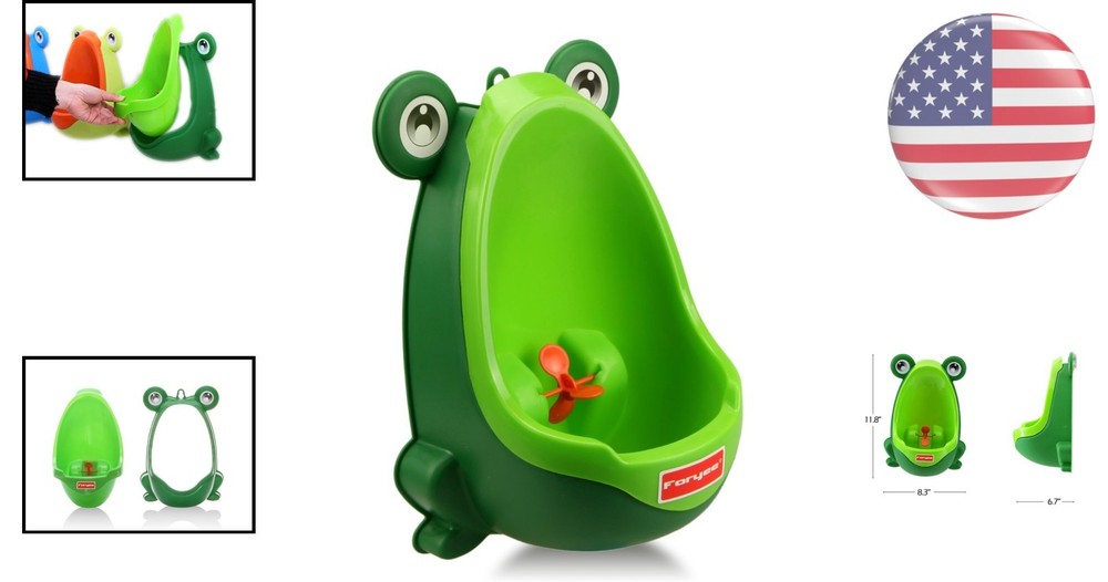 Funny Frog Potty Training Urinal for Boys - Suction Cup, Adjustable Height