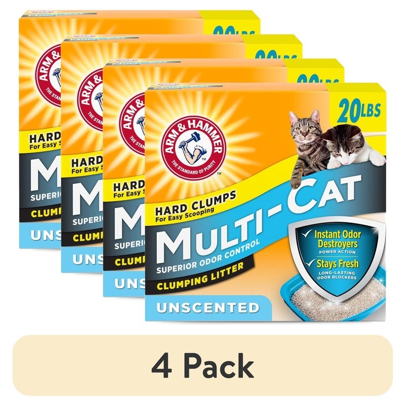 Multi-Cat Unscented Clumping Cat Litter 20lb Odor Control Dust Free Low Tracking