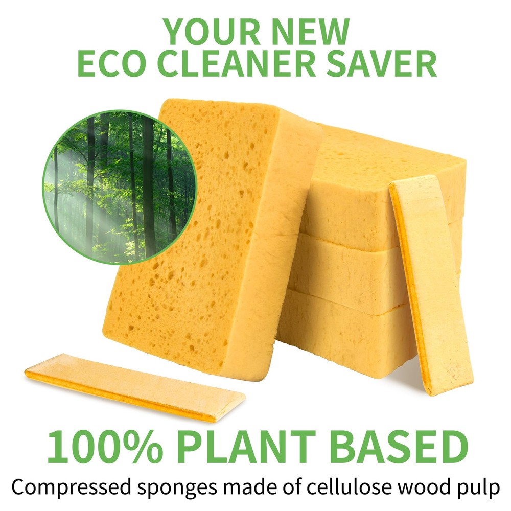 4 Pack Compostable Pop-Up Sponges - Expanding, Non-Scratch, Plant-Based Dish ...
