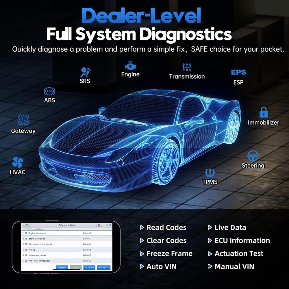 USED XTOOL A30M Auto Full System Diagnostic Tool OBD2 Code Reader 26+ Services