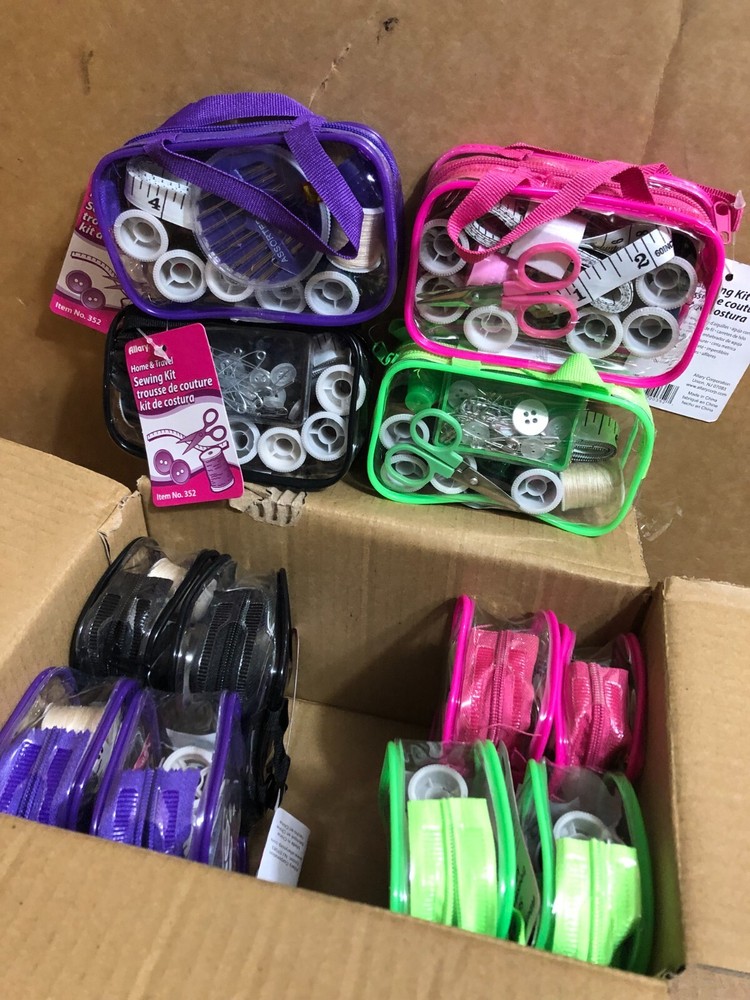 Allary #352 Home & Travel Sewing Kit Needles Thread Scissors Thimble Pins 12 SET