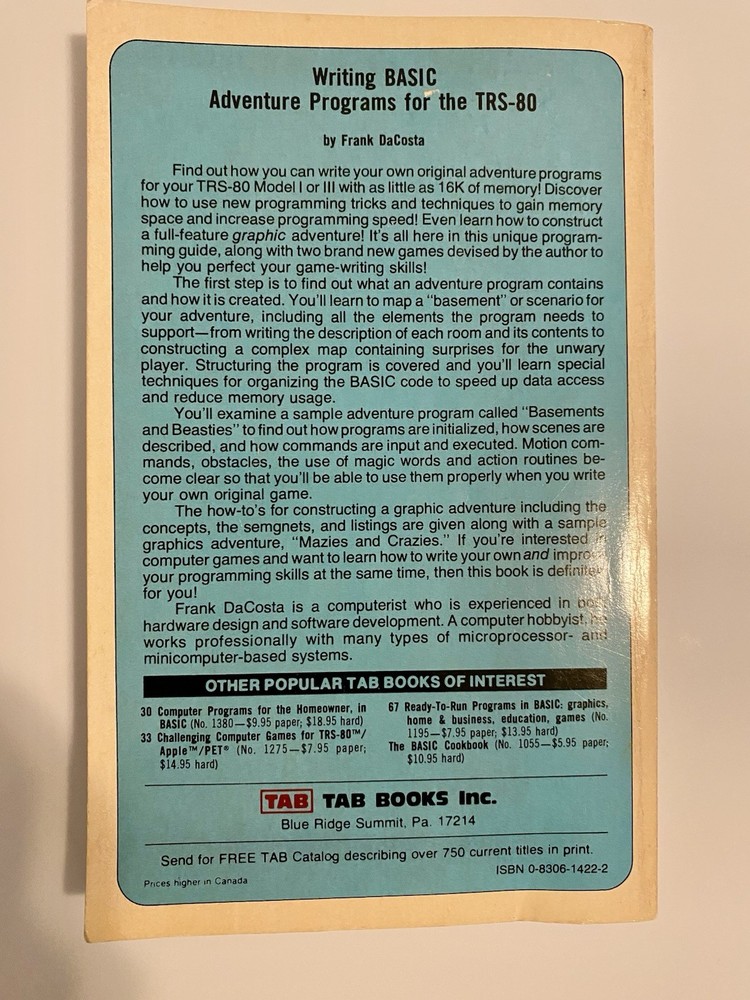 Vintage Basic Adventure Programs For The TRS-80 Computer Games Programming Book