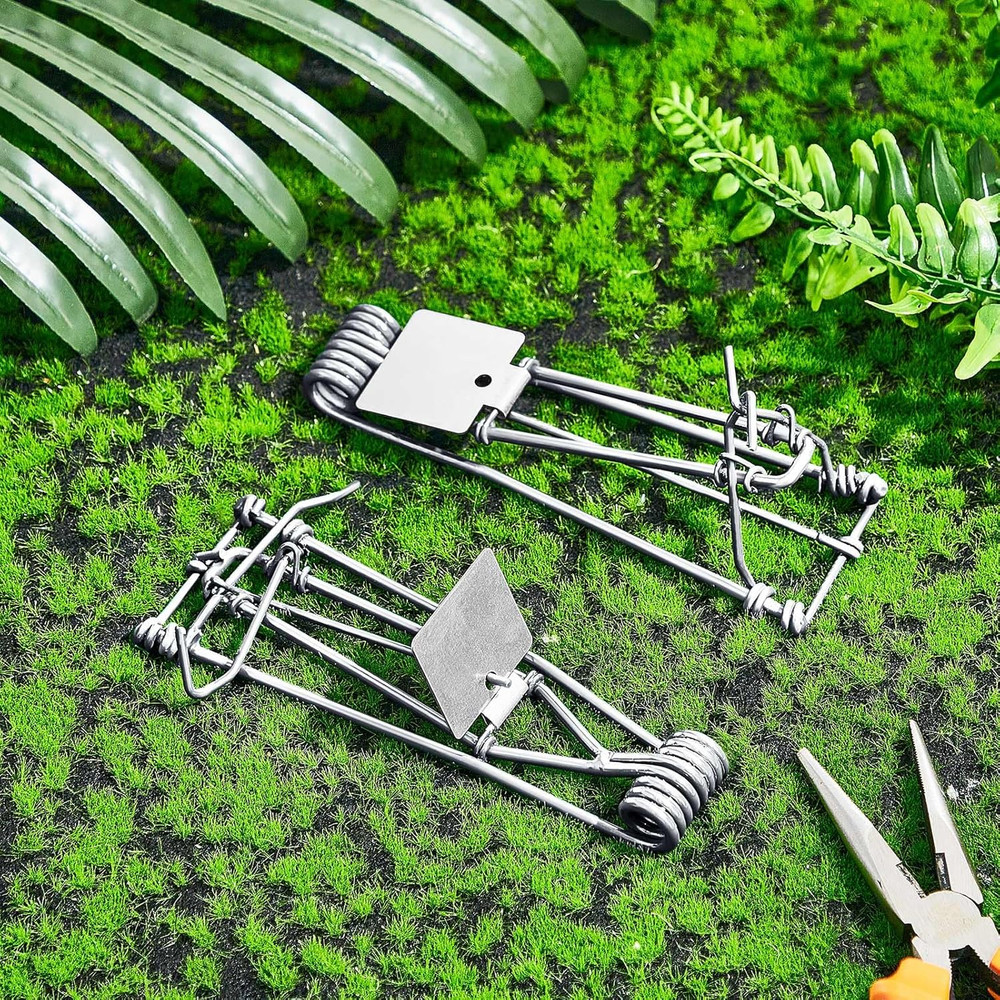 2-Pack Outdoor Gopher & Mole Trap, Weather Resistant, Easy Set – Silver