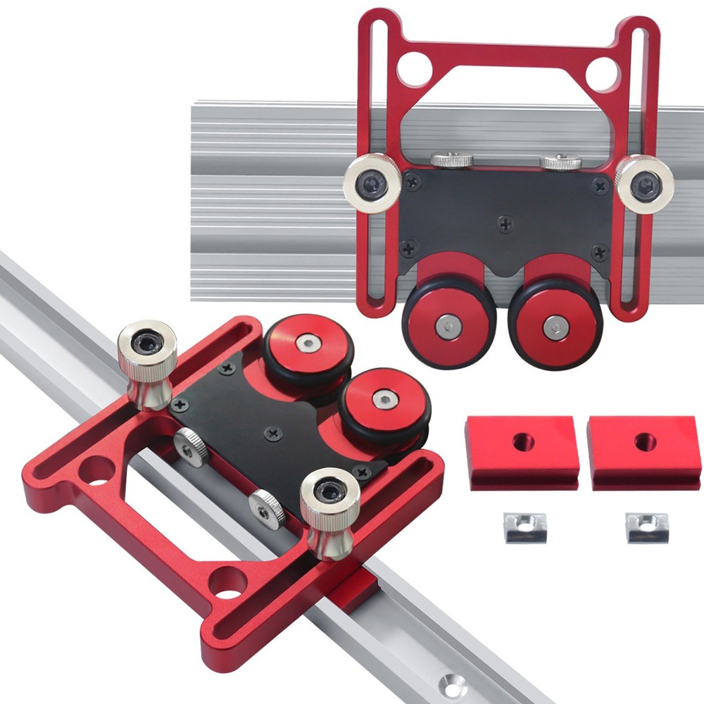 Double Wheel Sliding Feeding Guide Roller Feather Board Tool Table Saw Router
