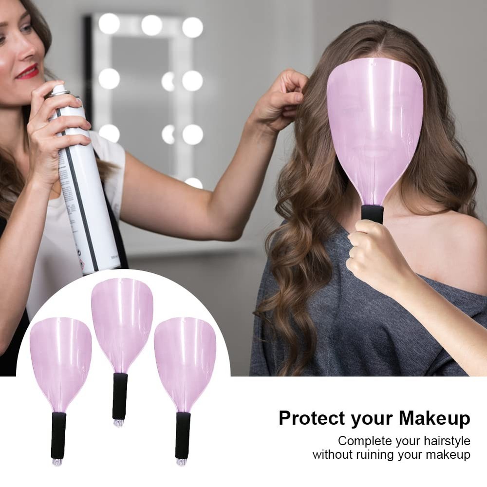 Protector facial de plástico para peluquería, con mango de esponja, reutilizable