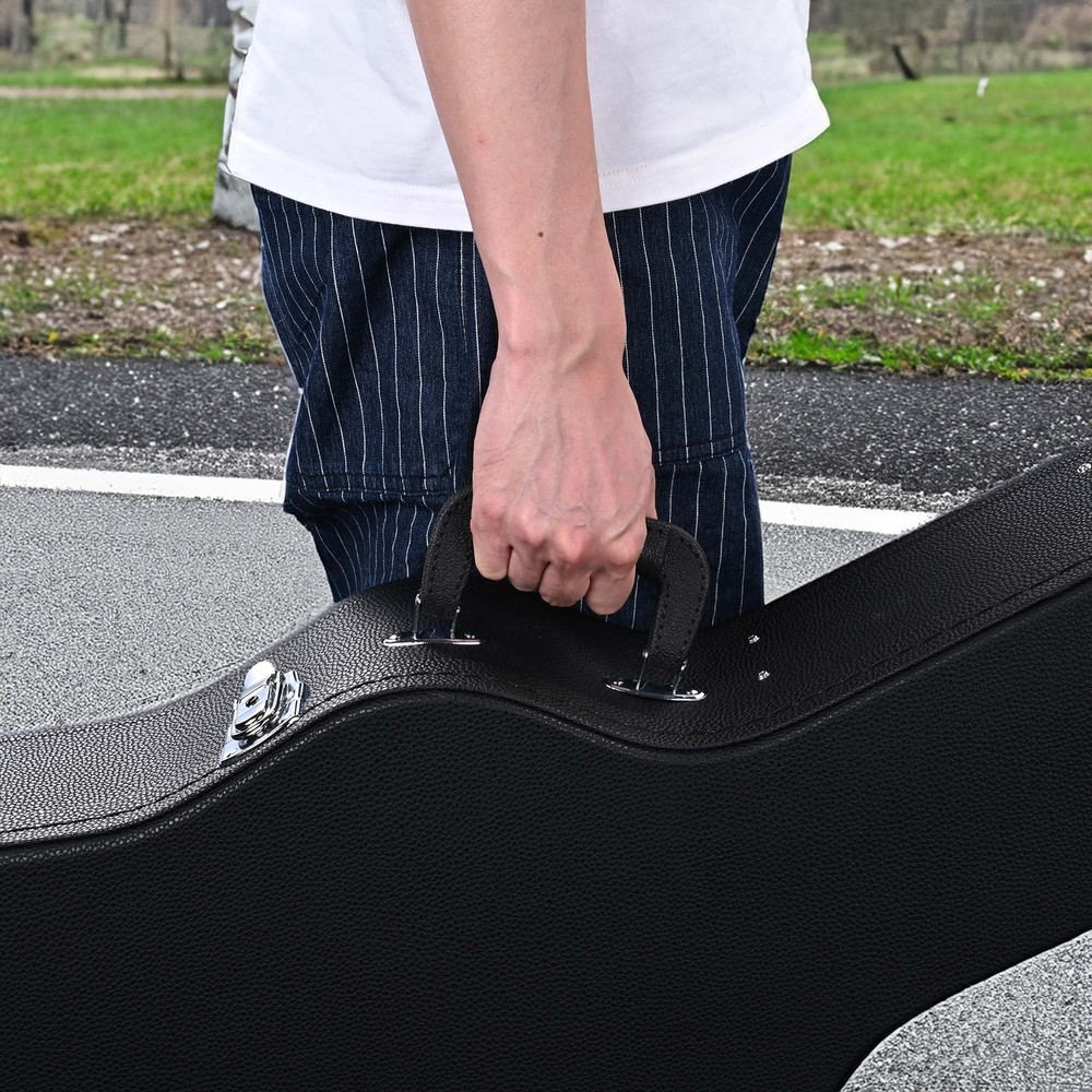 Acoustic Guitar Hard Case Wooden Hard Shell Carrying Case Lockable