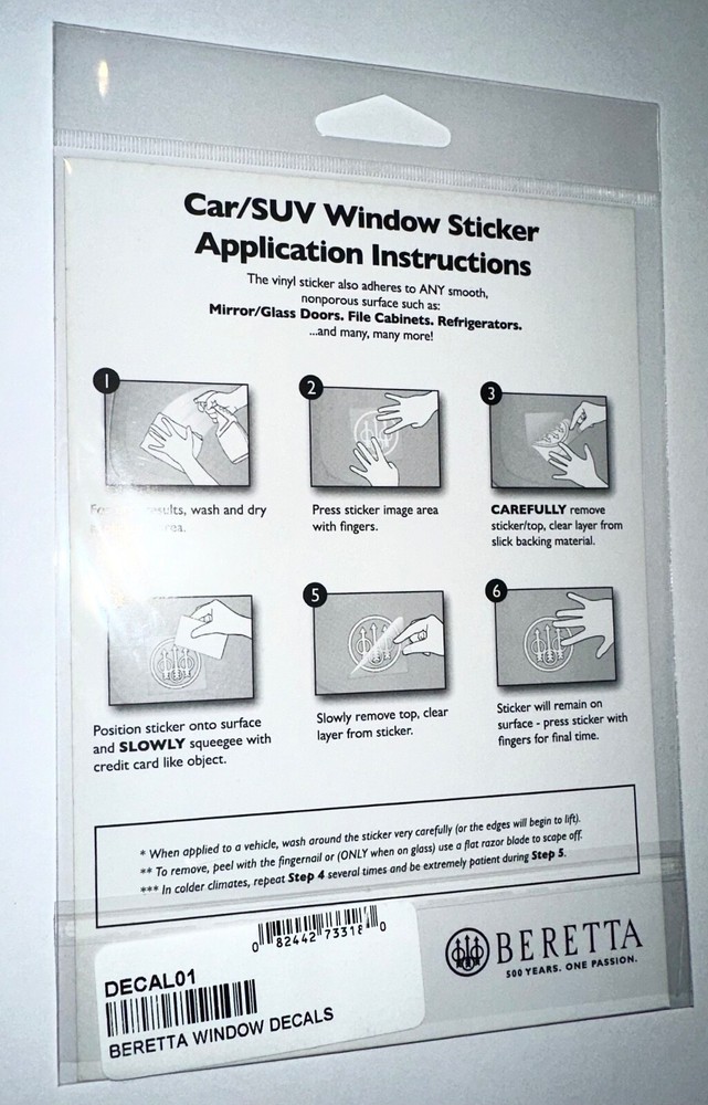 Beretta® Logo Window Decal Sticker – White
