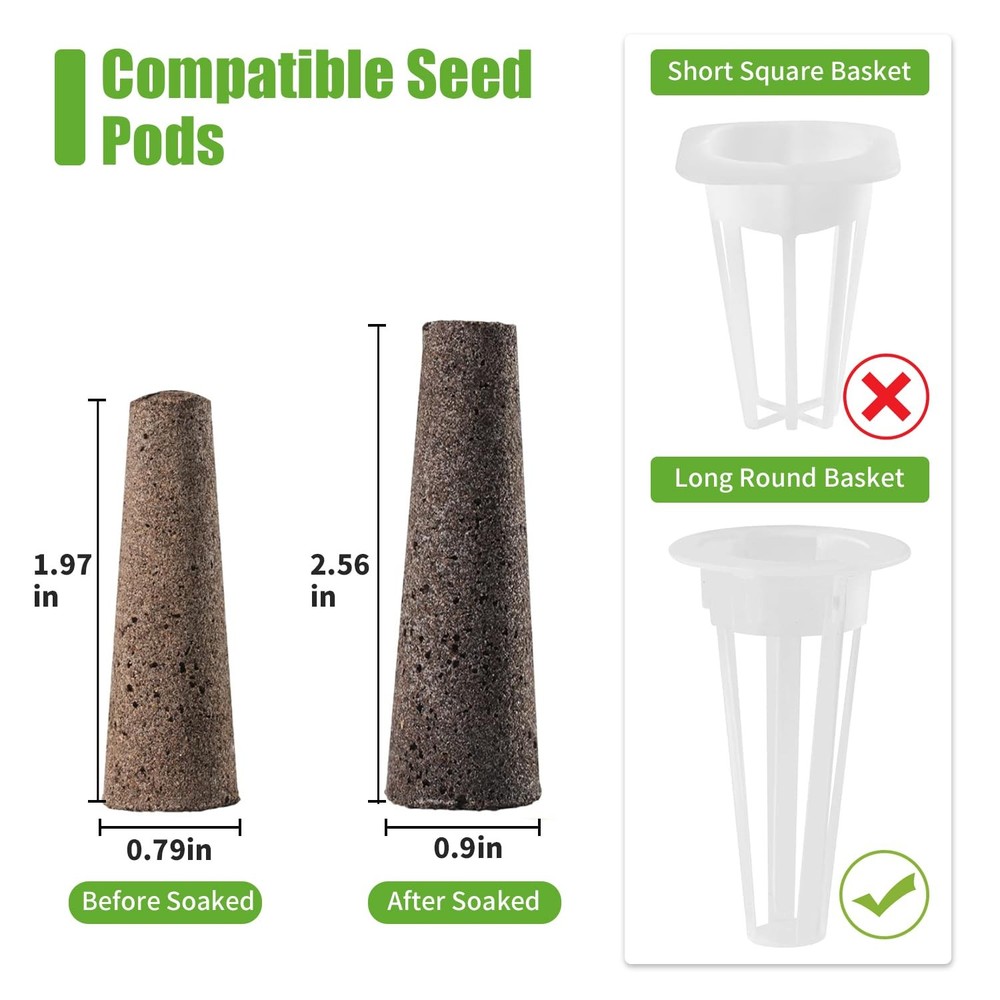 Grow Sponges 50 Pack, Hydroponics Replacement Root Growth Sponges Compatible ...