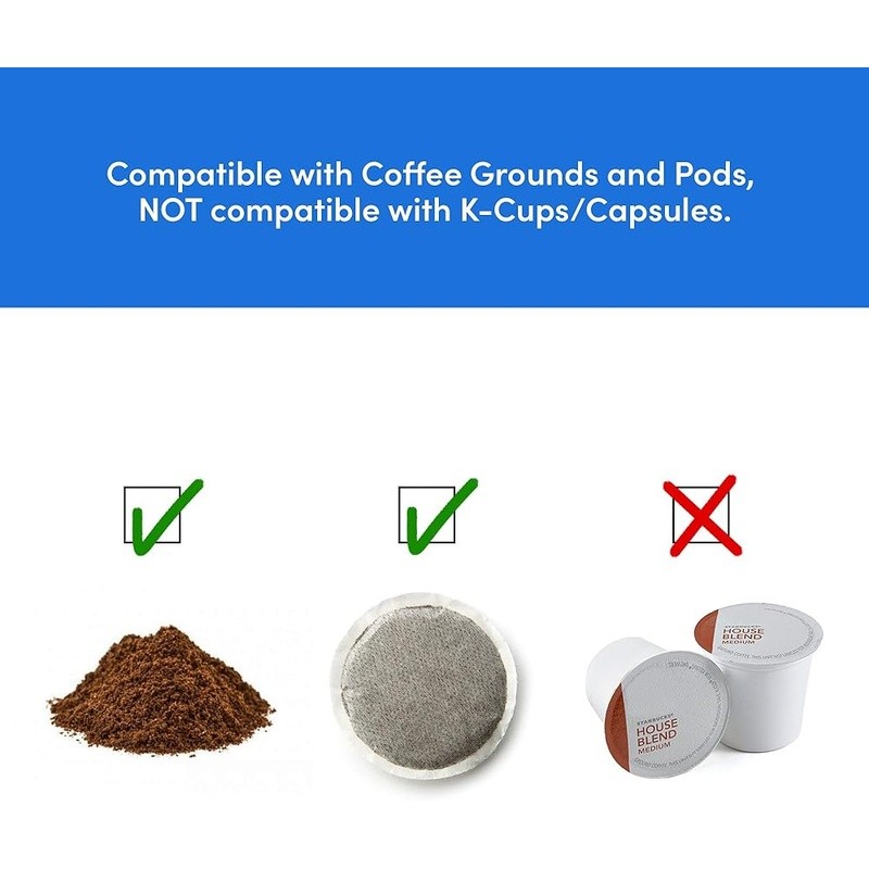 Single Serve Coffee Maker Quick Brew Time Compact Portable Design W/ Travel Mug