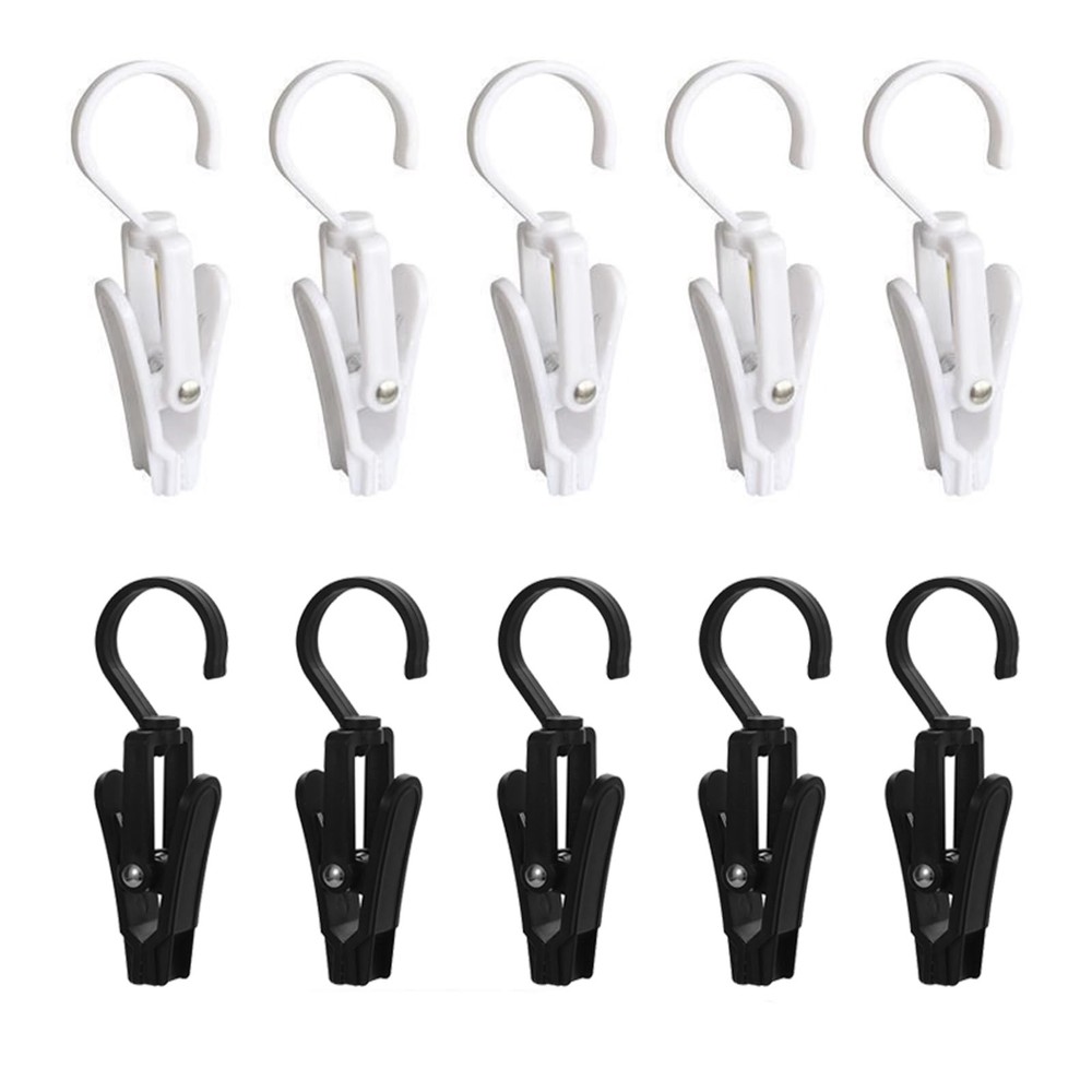 10 Pack Laundry Clips, with Rotating Hooks,Strong Plastic Towel Clips for Kit...