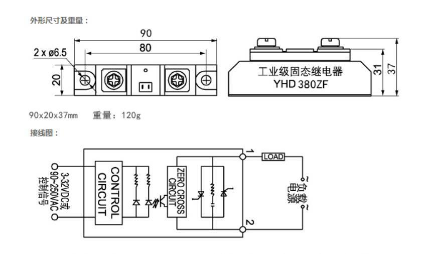 Single-phase SSR industrial grade solid state relay YHD380ZF 80A
