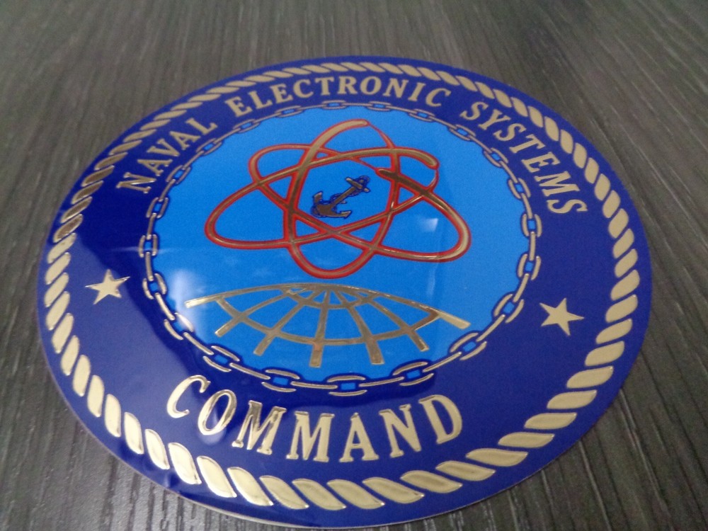 US NAVY STICKER / DECAL NAVAL ELECTRONIC SYSTEMS COMMAND MED 4 INCH ROUND
