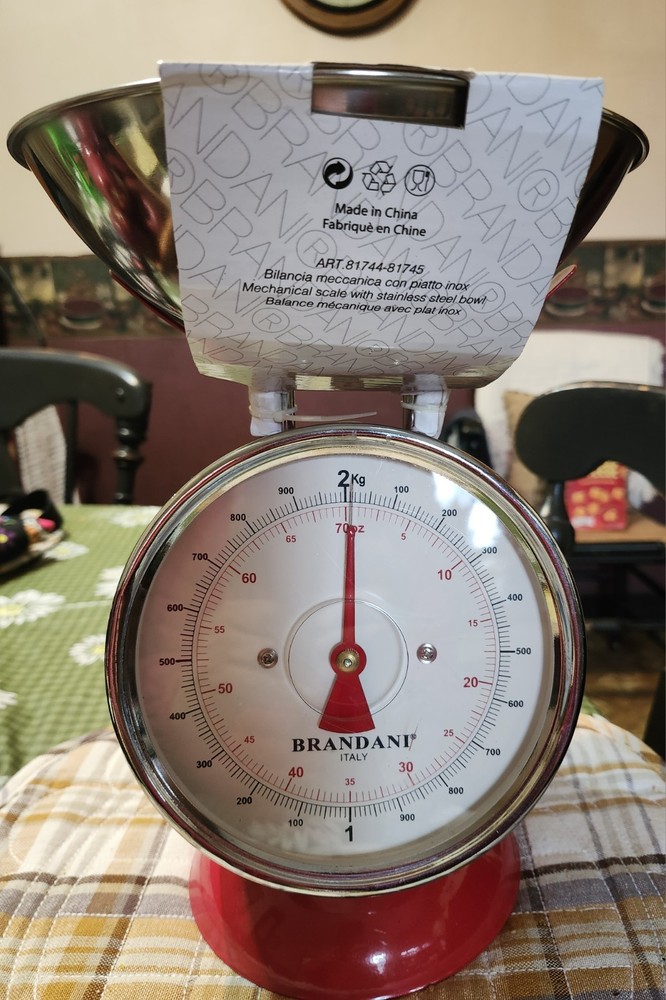 New Brandani Kitchen Scale Art Deco Style Red/Chrome