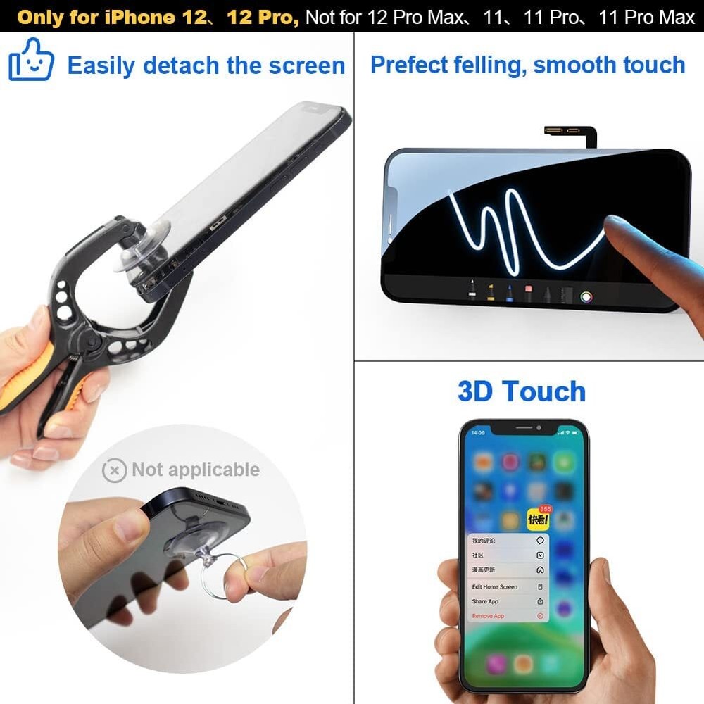 For iPhone 12 / 12 Pro Screen Replacement LCD Display Touch Digitizer Assembly