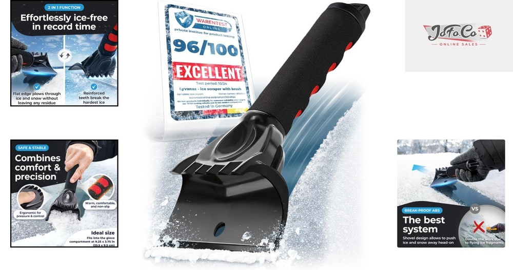 Efficient Ice Scraper with Non-Slip Handle & Strong Claws for Winter Safety