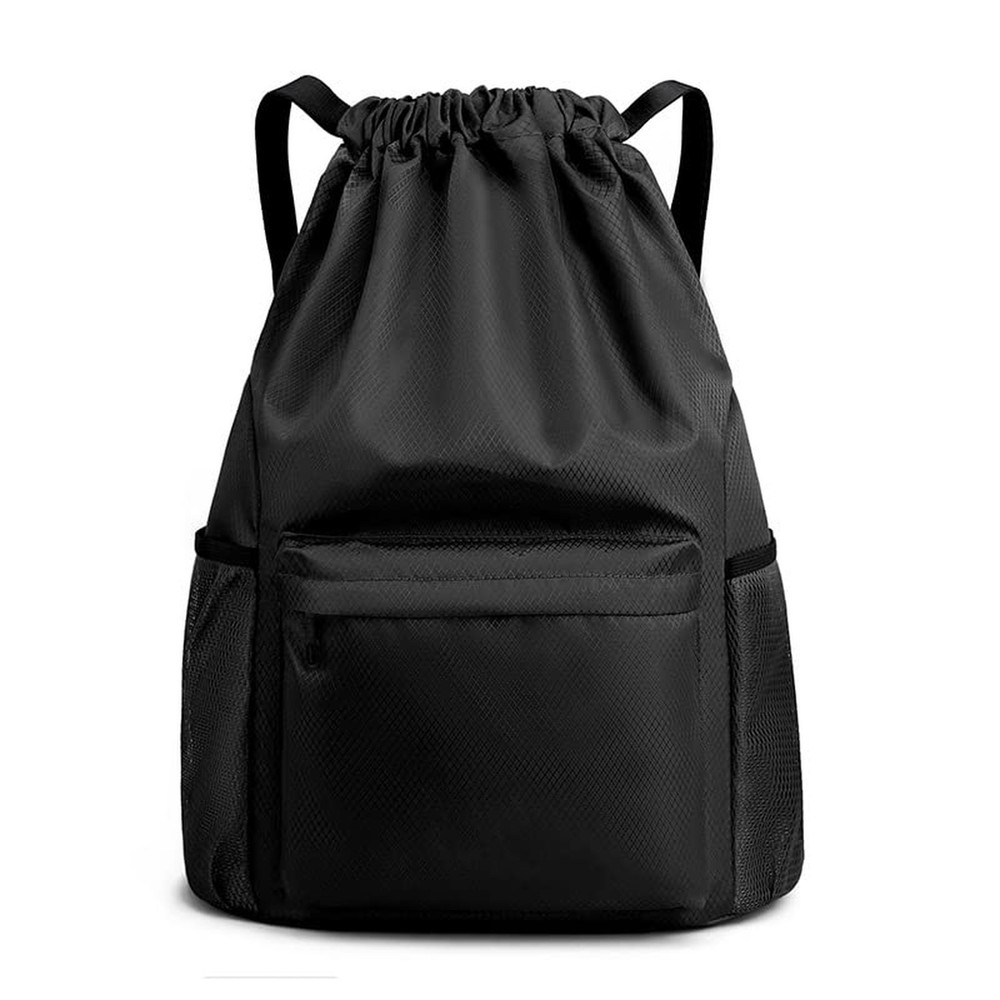 Drawstring Backpack Bag, Waterproof Draw String Back Sack with Zipper Pocket,...
