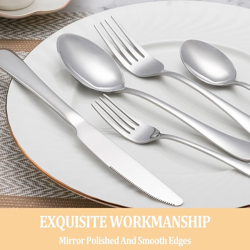 20 Piece Silverware Set Service for 4,Premium Stainless Steel Flatware Set,Mi...