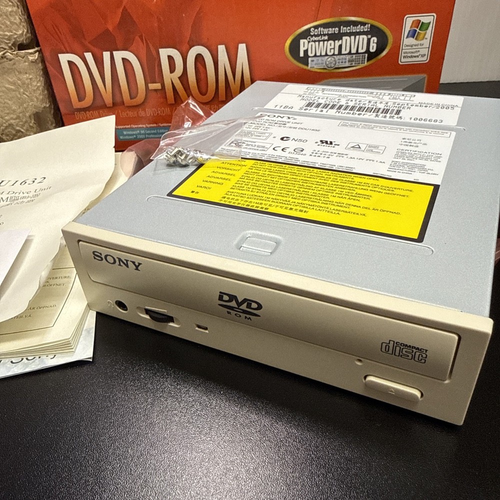 Sony Dvd – ROM ddu1632 CD – ROM 48X, DVD – ROM 16 X MICROSOFT WINDOWS XP ￼￼